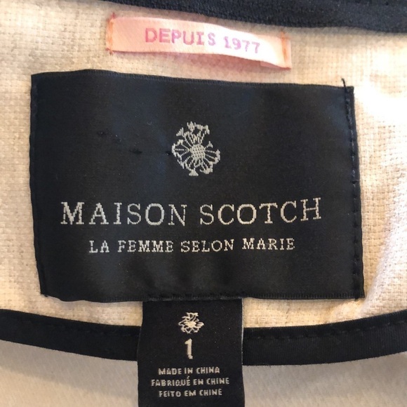 Mason Scotch Cotton Linen Blend Black Piping Trim Size 1 or Small Blazer - Picture 13 of 14